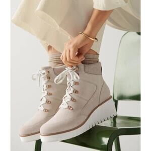 Cole Haan 10 Boots Zero Grand City Lace-Up Platform Wedge leather Boot Gray